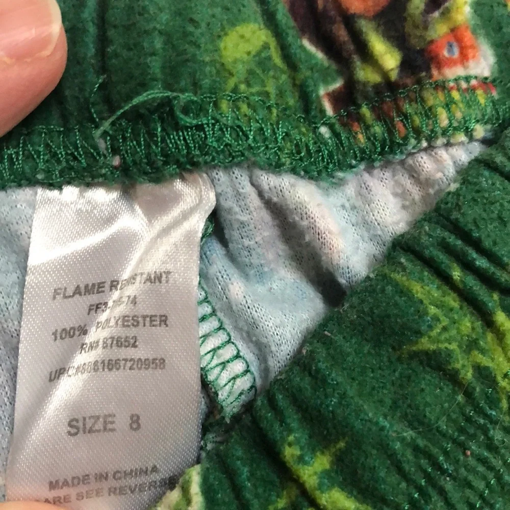 Nickelodeon Santa Ninja‎ Turtles Green Flannel Pajama PJ’s Set Size 8